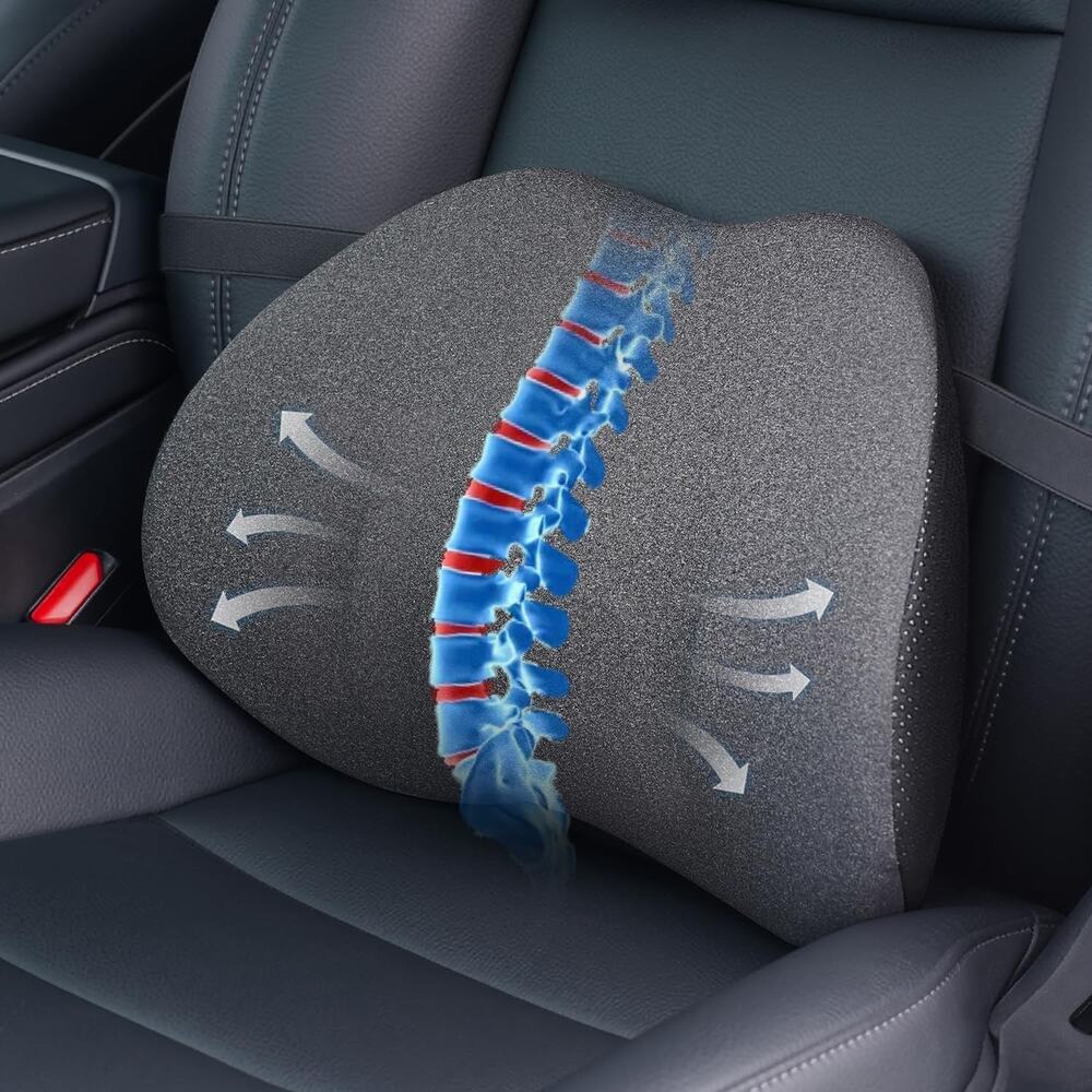 Lumbar Support Pillow For Car, Memory Foam Back Cushion For Lower Back Pain